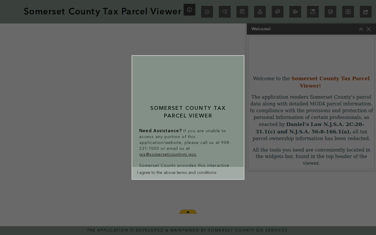 Franklin Township neighbors page showing the Somerset County GIS parcel viewer