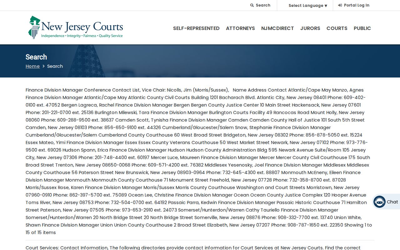 Franklin Township residents directory New Jersey Courts case-search landing page