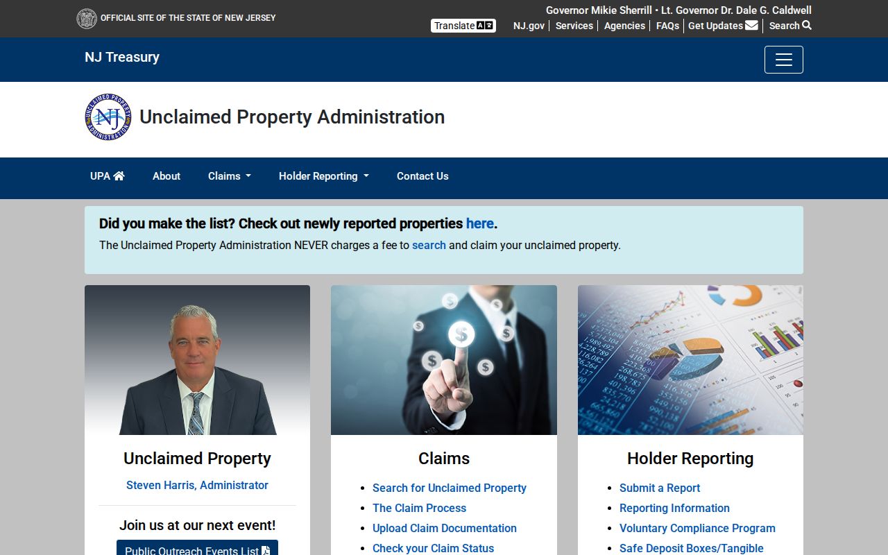 Franklin Township residents directory New Jersey unclaimed-property search